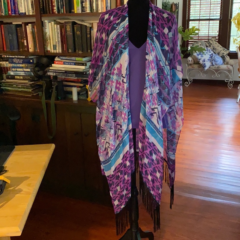 Fringe scarf wrap pashmina lightweight EUC